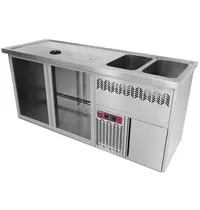 Diamond Modulair Barstation | BAR LINE | 370L  | RVS | 2 Compartimenten (Links) | +2°C/+8°C | Statisch + Ventilator | 2 Spoelbakken (Rechts) + Glazenspoeler | 1950x700x930(h)mm 