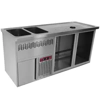 Diamond Modulair Barstation | BAR LINE | 370L  | RVS | 2 Compartimenten (Rechts) | +2°C/+8°C | Statisch + Ventilator | 2 Spoelbakken (Links) + Glazenspoeler | 1950x700x930(h)mm 