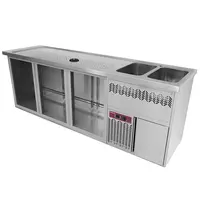 Diamond Modulair Barstation | BAR LINE | 555L  | RVS | 3 Compartimenten (Links) | +2°C/+8°C | Statisch + Ventilator | 2 Spoelbakken (Rechts) + Glazenspoeler | 2500x700x930(h)mm