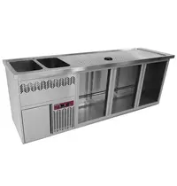 Diamond Modulair Barstation | BAR LINE | 555L  | RVS | 3 Compartimenten (Rechts) | +2°C/+8°C | Statisch + Ventilator | 2 Spoelbakken (Links) + Glazenspoeler | 2500x700x930(h)mm 