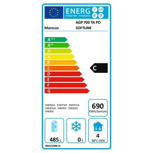 Koelkast | SOFTLINE | 700L (2/1 GN) | RVS | -2°C/+8°C | Geforceerd | 720x840x2035(h)mm