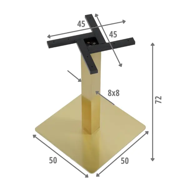 Tafelonderstel | FORMA | RVS | Goudkleurig | 500x500x720(h)mm