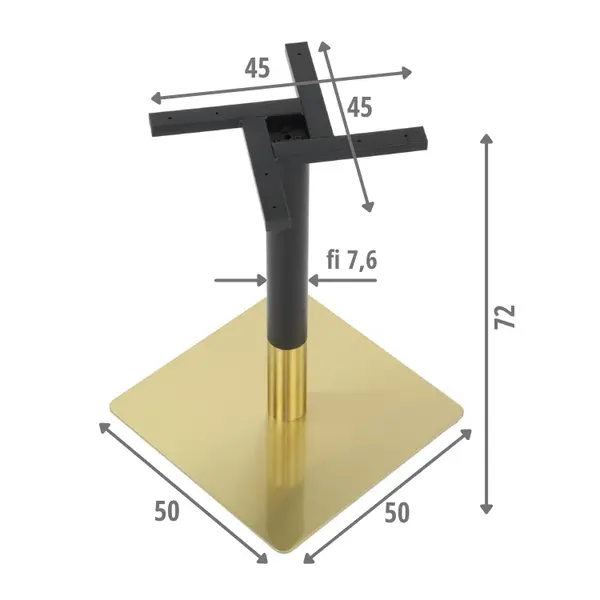 Tafelonderstel | PLAMO | RVS | Zwart/Goudkleurig | 500x500x720(h)mm