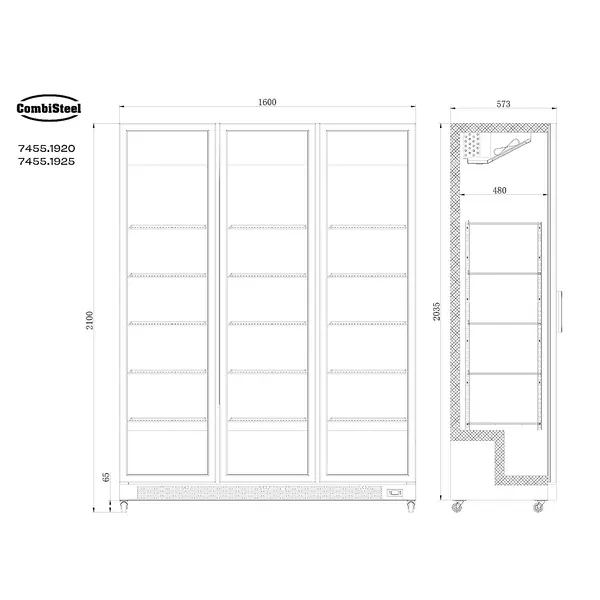 Koelkast | NAP | 1200L | Zwart | +2°C/+10°C | Geforceerd | Draaideuren | Wielen (Geremd) | 1600x600x2100(h)mm