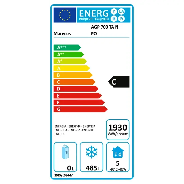 Vrieskast | EXCEL | 700L (2/1 GN) | RVS | -15°C/-25°C | Geforceerd | Wielen (Geremd) | 720x840x2020(h)mm