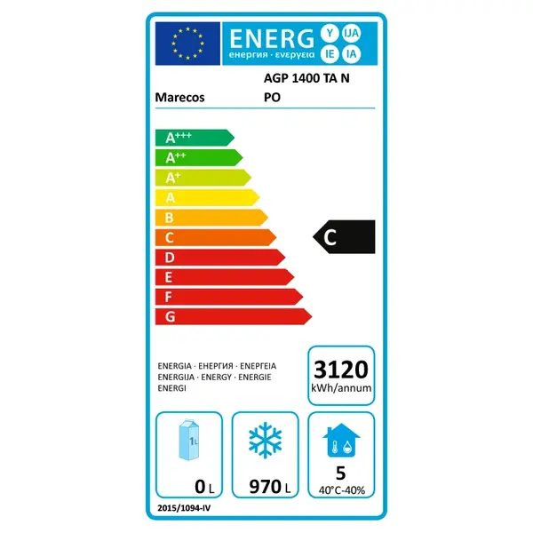 Vrieskast | EXCEL | 1400L (2/1 GN) | RVS | -15°C/-25°C | Geforceerd | Wielen (Geremd) | 1440x840x2020(h)mm