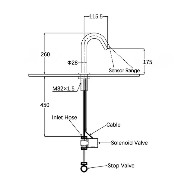 Kraan | RVS | Automatisch (Sensor) | 260(h)mm