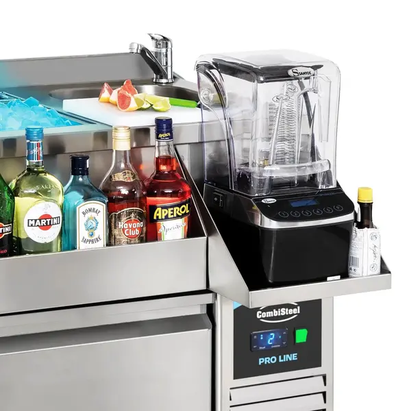 Bar-/Cocktailstation (Gekoeld) | PRO LINE | 180L | 2 Deuren | -2°C/+8°C | Geforceerd | Spoelbak + IJs-/Ingrediëntenbak + Flessenrek | 1300x700x1000(h)mm