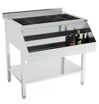 CombiSteel Bar-/Cocktailstation | RVS | IJs-/Ingrediëntenbak + Flessenrek | Bodemschap | Achteropstand | 900x740x900(h)mm 