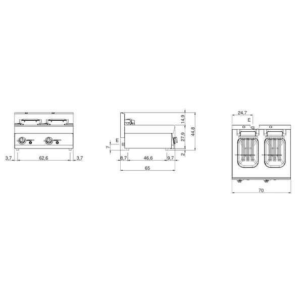 Friteuse | FUN 650 | Elektrisch | 10+10L | ≤190°C | 18kW (400V) | Aftapkranen | 700x650x448(h)mm