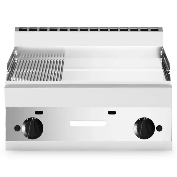 Bak-/Grillplaat | FUN 650 | Gas | Glad/Gegroefd Oppervlak 696x520 (Verchroomd) | 11.4kW | Piëzo Ontsteking | 700x650x448(h)mm