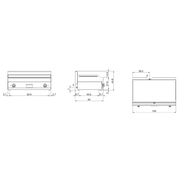 Bak-/Grillplaat | FUN 650 | Elektrisch | Glad Oppervlak 996x520 (Verchroomd) | 12kW (400V) | 1000x650x448(h)mm