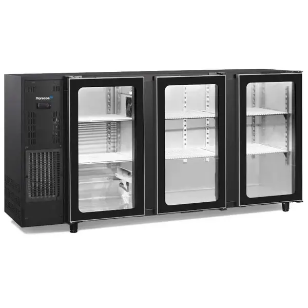 Barkoelkast | 587L | Zwart | +1°C/+8°C | Geforceerd | Draaideuren | 2065x565x890(h)mm