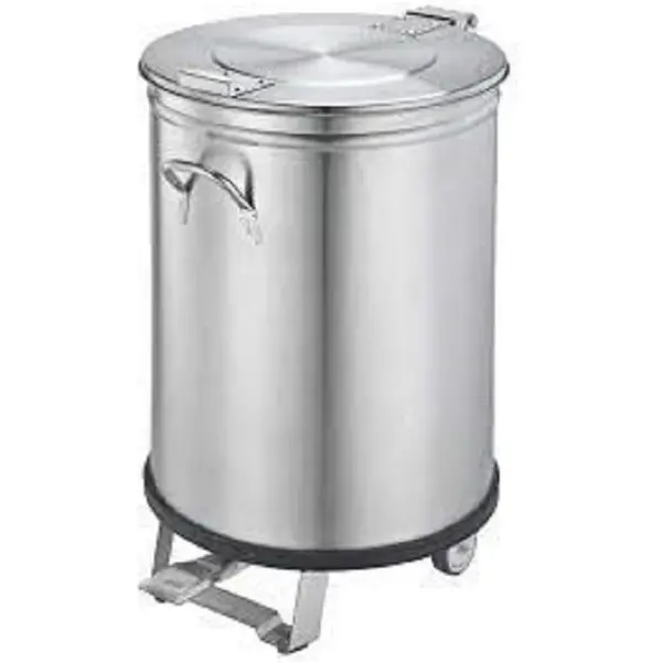 Pedaalemmer | RVS (Geborsteld) | 50L | Klapdeksel | Wielen | Ø308x605(h)mm