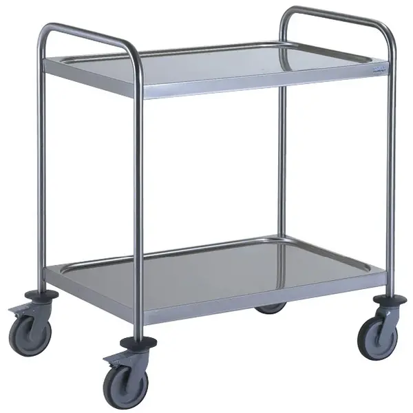 Serveerwagen | RVS | 2 Niveaus (800x500) | Wielen (Geremd) | 800x500x935(h)mm