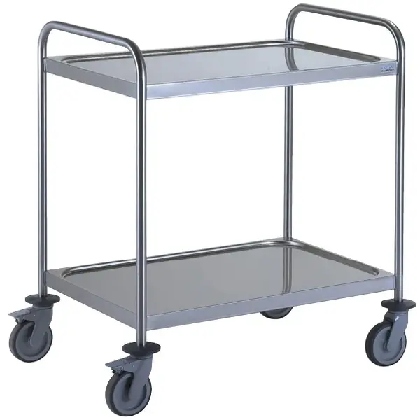 Serveerwagen | RVS | 2 Niveaus (900x500) | Wielen (Geremd) | 900x500x935(h)mm