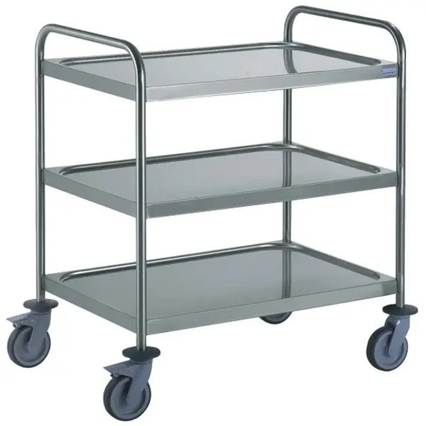 Serveerwagen | RVS | 3 Niveaus (900x500) | Wielen (Geremd) | 900x500x935(h)mm