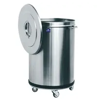 Mastro Afvalbak | RVS (Geborsteld) | 90L | Los Deksel | Wielen | Ø450x685(h)mm