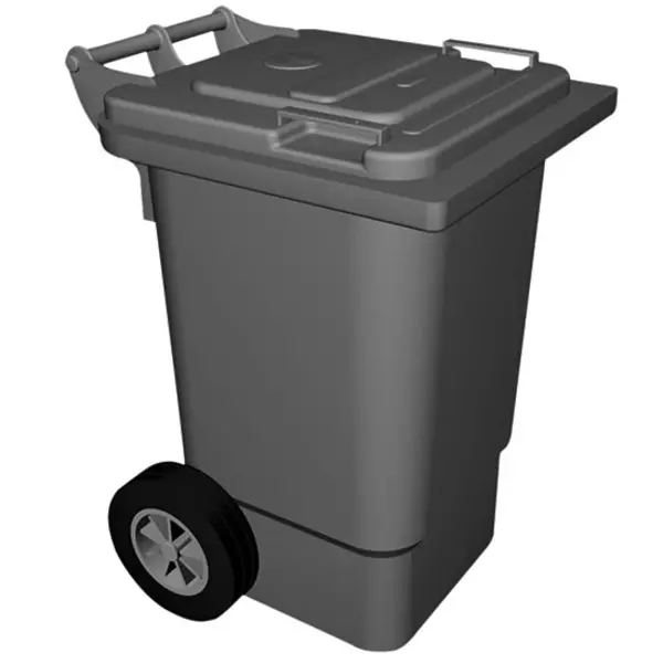 Rolcontainer | Kunststof (Grijs) | 60L | Klapdeksel | Wielen | 470x550x670(h)mm