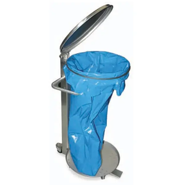 Afvalzakhouder | RVS (Geborsteld) | 100L | Klapdeksel | Ø400x850(h)mm
