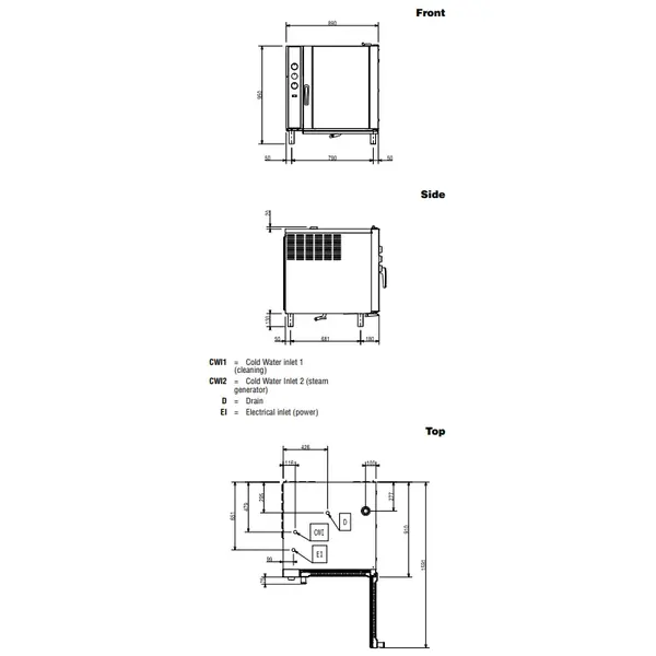 Heteluchtoven | ConvexLine | 10 Niveaus (1/1 GN) | Elektrisch | 30°C/300°C | 17.3kW (230V) | Bevochtiging (Automatisch) | 890x900x970(h)mm