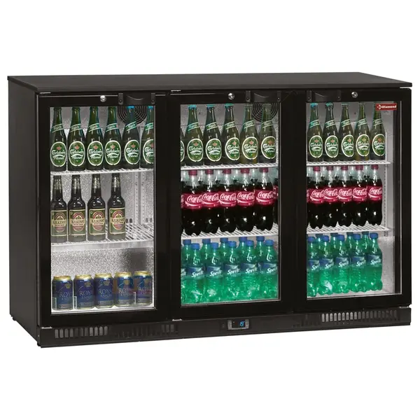 Drankenkoeling | BACK BAR | 300L | Zwart | +2°C/+10°C | Statisch + Ventilator | Draaideuren | 1355x520x870(h)mm