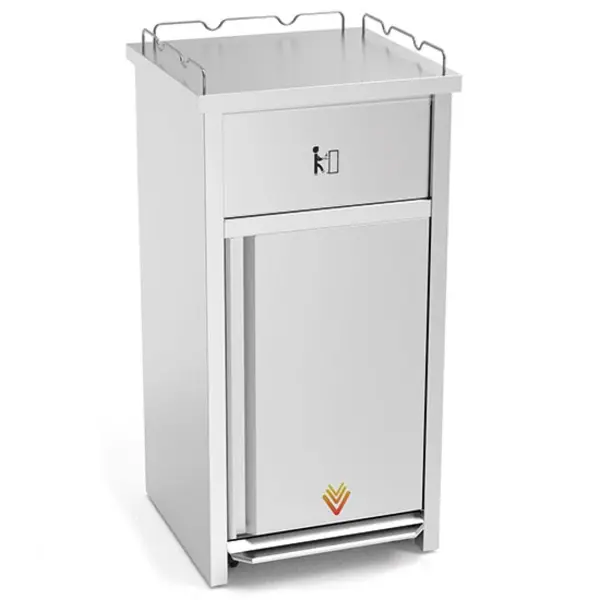 Pedaalemmer | RVS (Geborsteld) | 95L | Klap-/Duwdeksel | Wielen | 625x600x1255(h)mm