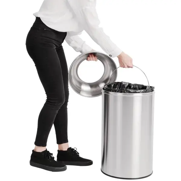 Afvalbak | RVS (Geborsteld) | 40L | Open | Ø360x640(h)mm