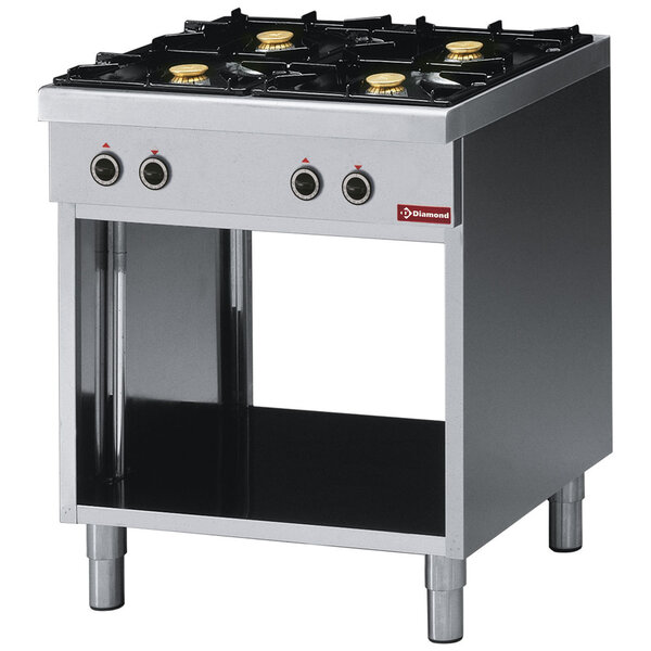 Gasfornuis | 4 Branders | 2x 3.6kW + 2x 5kW | Open Onderstel | 700x650x850(h)mm