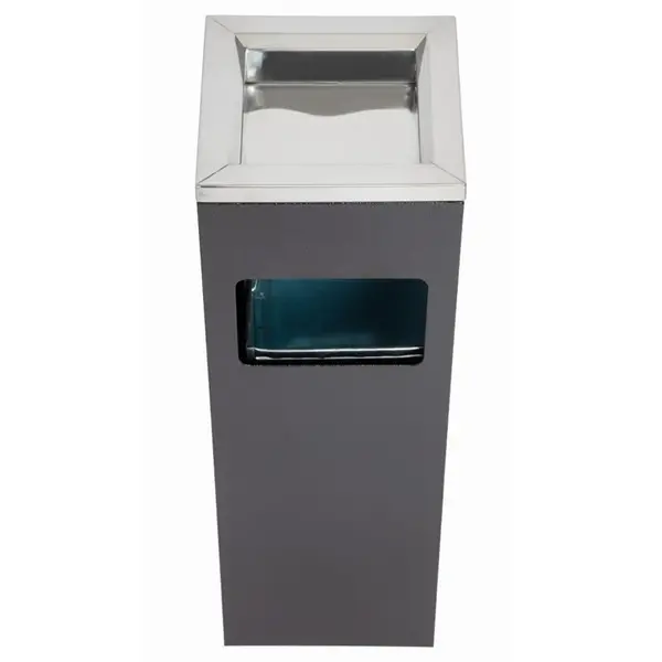 Afvalbak + Asbak | RVS (Zwart) | 10L | Open | 200x200x600(h)mm