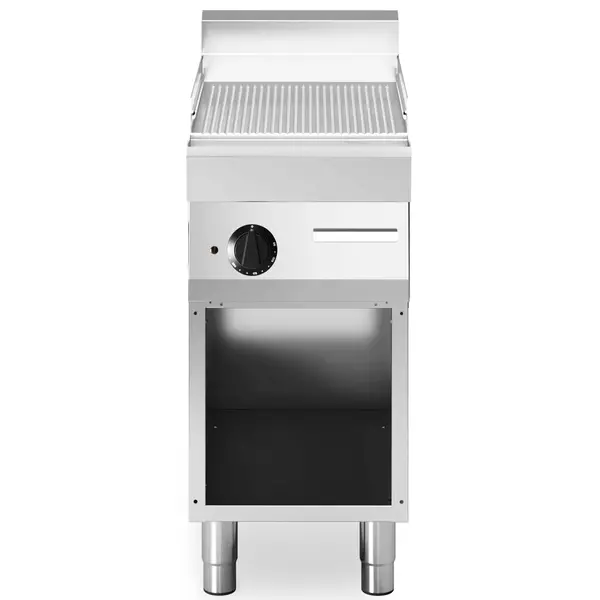 Bak-/Grillplaat | FUN 700 | Elektrisch | Gegroefd Oppervlak 396x520 (Staal) | 4.5kW (400V) | Open Onderkast | 400x700x843/991(h)mm