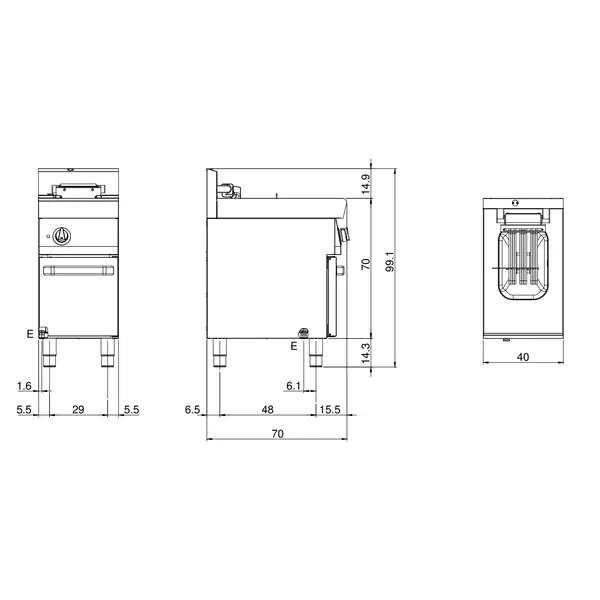 Friteuse | FUN 700 | Elektrisch | 10L | ≤190°C | 7.5kW (400V) | Aftapkraan | 400x700x843/991(h)mm