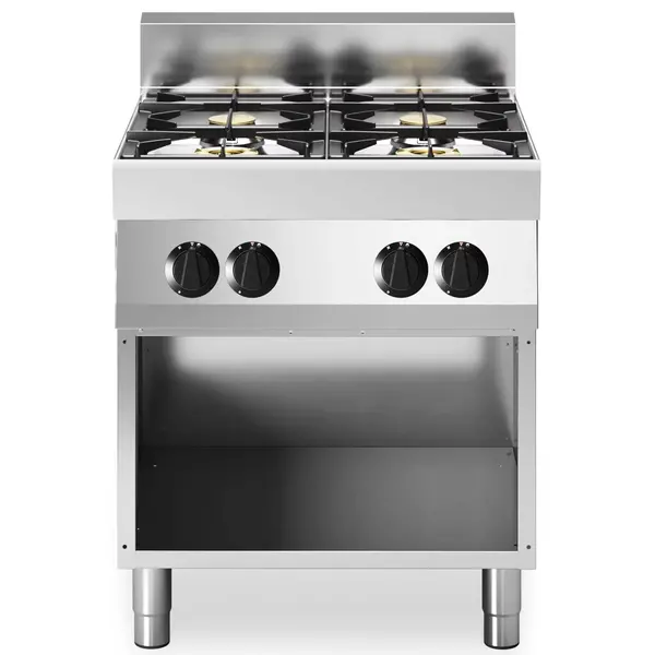 Fornuis | FUN 700 | Aard-/Propaangas | 4 Branders (2x 3.7kW + 2x 5.5kW) | Waakvlam | Open Onderkast | 700x700x843/991(h)mm