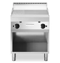 Modular Bak-/Grillplaat | FUN 700 | Gas | Glad/Gegroefd Oppervlak 696x520 (Staal) | 11.4kW | Piëzo Ontsteking | Open Onderkast | 700x700x843/991(h)mm 