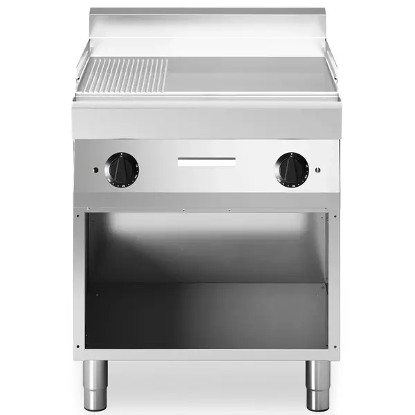 Bak-/Grillplaat | FUN 700 | Elektrisch | Glad/Gegroefd Oppervlak 696x520 (Staal) | 9kW (400V) | Open Onderkast | 700x700x843/991(h)mm