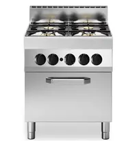 Modular Fornuis + Oven | FUN 700 | Aardgas | 4 Branders (2x 3.7kW + 2x 5.5kW) + Oven (5kW) | Piëzo Ontsteking | 700x700x847/995(h)mm 