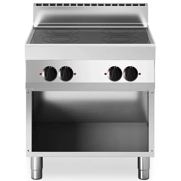 Glaskeramisch Fornuis | FUN 700 | Elektrisch | 4 Kookpunten (Ø200) | 10kW (400V) | Open Onderkast | 700x700x843/991(h)mm