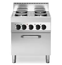 Modular Fornuis + Heteluchtoven | FUN 700 | Elektrisch | 4 Kookpunten (Ø220) + Oven (1/1 GN) | 14.36kW (400V) | 700x700x847/995(h)mm 