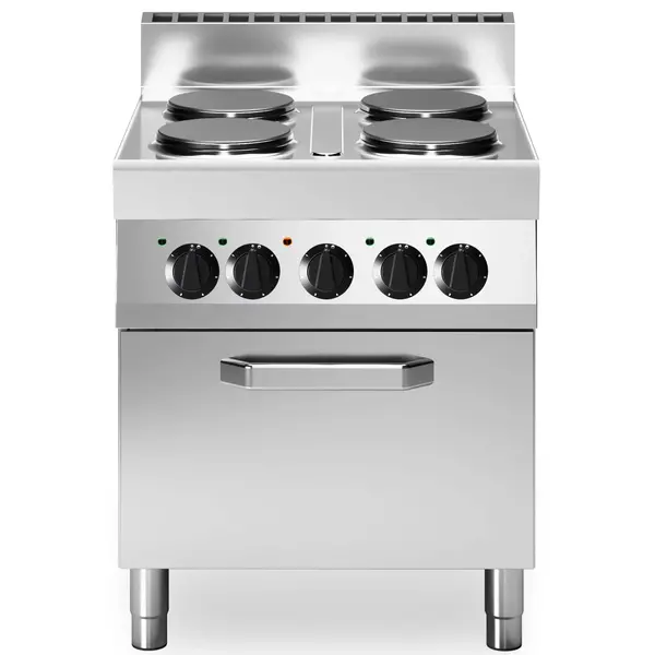 Fornuis + Heteluchtoven | FUN 700 | Elektrisch | 4 Kookpunten (Ø220) + Oven (1/1 GN) | 14.36kW (400V) | 700x700x847/995(h)mm