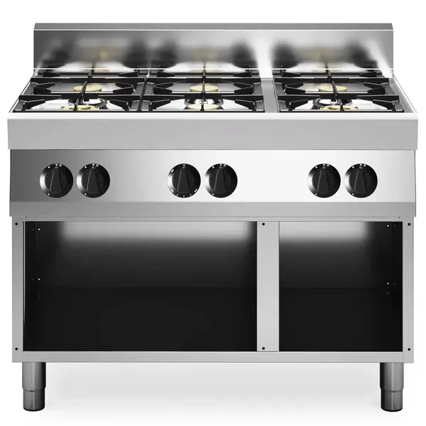 Fornuis | FUN 700 | Aard-/Propaangas | 6 Branders (4x 3.7kW + 2x 5.5kW) | Waakvlam | Open Onderkast | 1100x700x843/992(h)mm