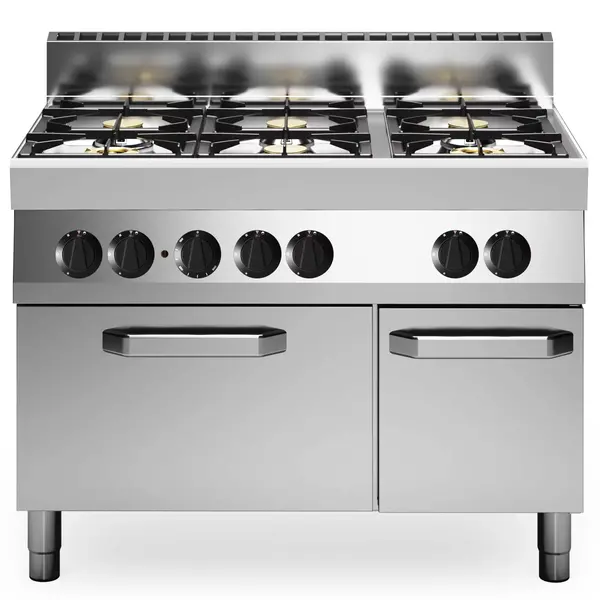 Fornuis + Oven | FUN 700 | Aard-/Propaangas | 6 Branders (4x 3.7kW + 2x 5.5kW) + Oven (5kW) | Piëzo Ontsteking | Neutraal Vak | 700x700x847/995(h)mm