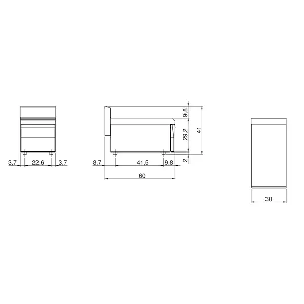 Neutrale Werkunit | FUN 600 | RVS | Lade | Achteropstand | 300x600x410(h)mm