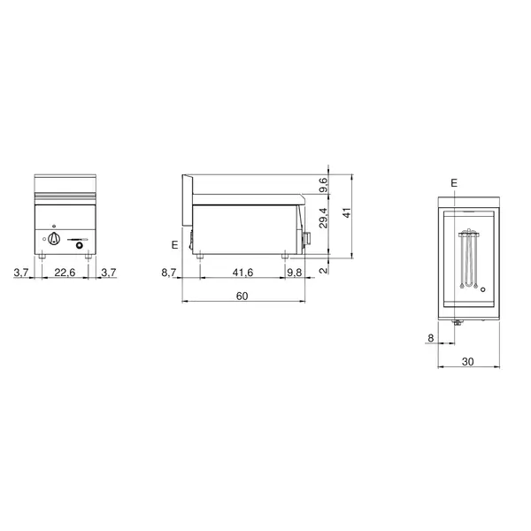 Bain-Marie | FUN 600 | Elektrisch | 1/2 GN + 1/4 GN | 30°C/90°C | 1.5kW (230V) | Aftapkraan | 300x600x410(h)mm