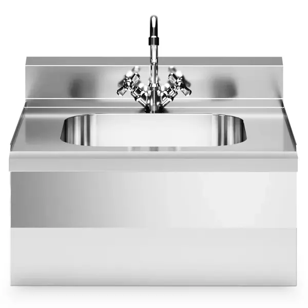 Wasbakunit | FUN 600 | RVS | Spoelbak + Mengkraan | Achteropstand | 600x600x410(h)mm