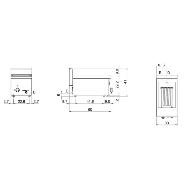 Pastakoker | FUN 600 | Elektrisch | 14L | 3kW (230V) | Aftapkraan | 300x600x410(h)mm