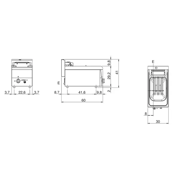 Friteuse | FUN 600 | Elektrisch | 10L | ≤190°C | 7.5kW (400V) | Aftapkraan | 300x600x410(h)mm