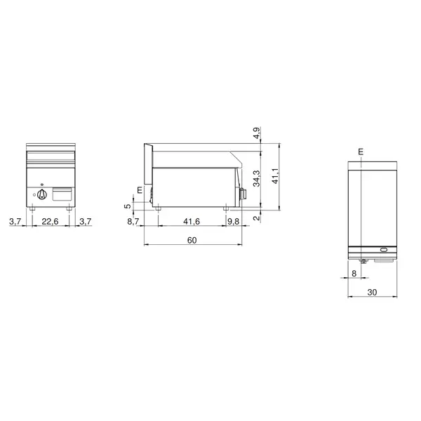 Bak-/Grillplaat | FUN 600 | Elektrisch | Gegroefd Oppervlak 296x470 (Verchroomd) | 3kW (230V) | 300x600x410(h)mm