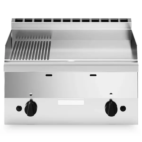 Bak-/Grillplaat | FUN 600 | Gas | Glad/Gegroefd Oppervlak 596x470 (Staal) | 10.4kW | Piëzo Ontsteking | 600x600x410(h)mm