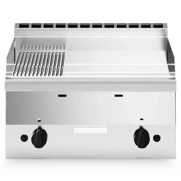 Bak-/Grillplaat | FUN 600 | Gas | Glad/Gegroefd Oppervlak 596x470 (Verchroomd) | 10.4kW | Piëzo Ontsteking | 600x600x410(h)mm