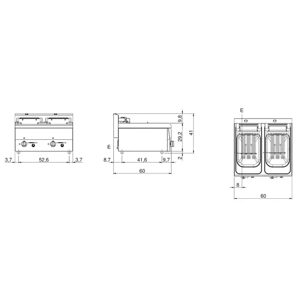 Friteuse | FUN 600 | Elektrisch | 10+10L | ≤190°C | 18kW (400V) | Aftapkranen | 600x600x410(h)mm